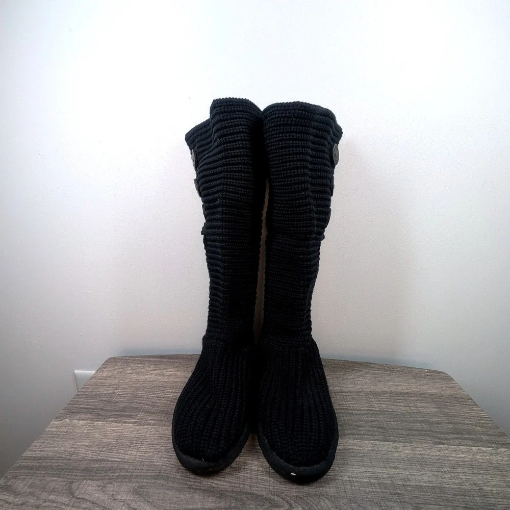 UGG Australia Women's‎ Black Knit Button Tall Boots Size 7